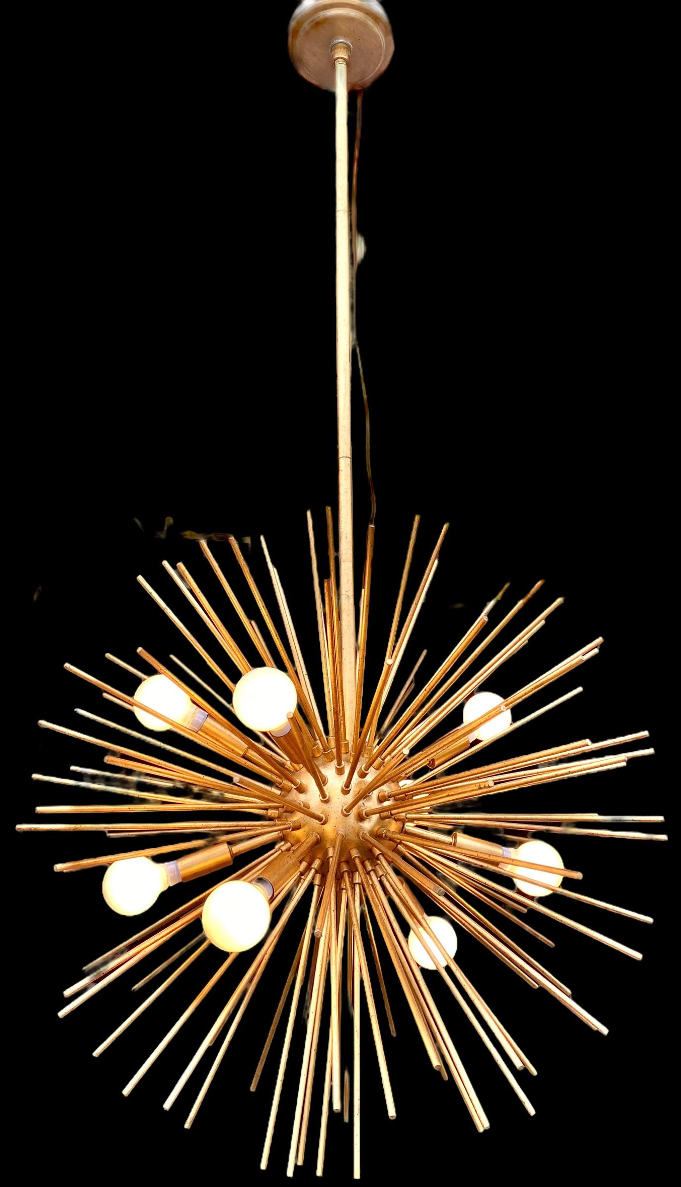 Mid-Century Modern Gilded Sputnik Chandelier For Sale at 1stDibs