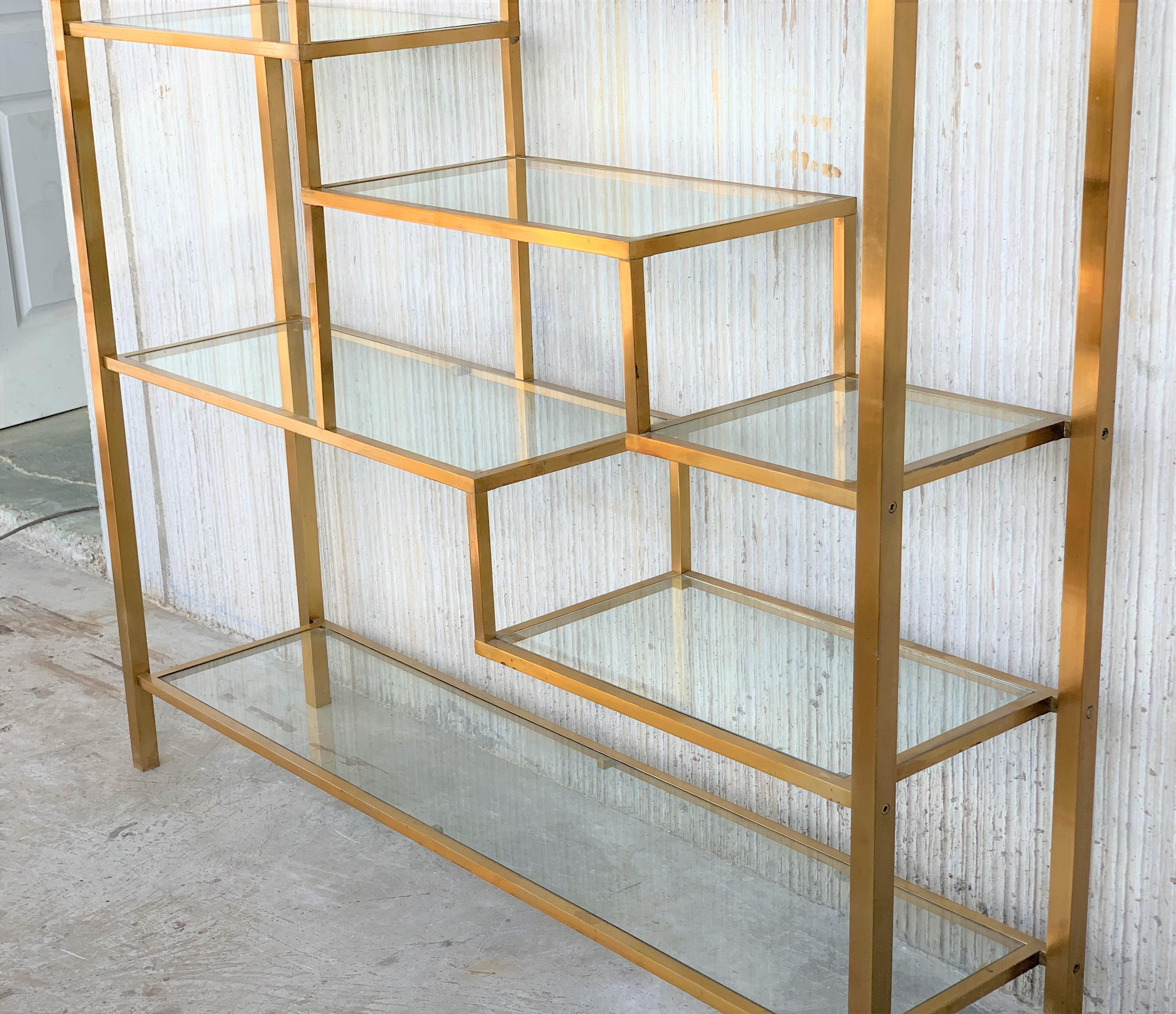 Mid-Century Modern Gilt Aluminium French Hollywood Regency Étagère 1970s, Shelve In Good Condition In Miami, FL