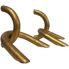 Mid-Century Modern Gilt and Iron Bookends Arthur Umanoff Era