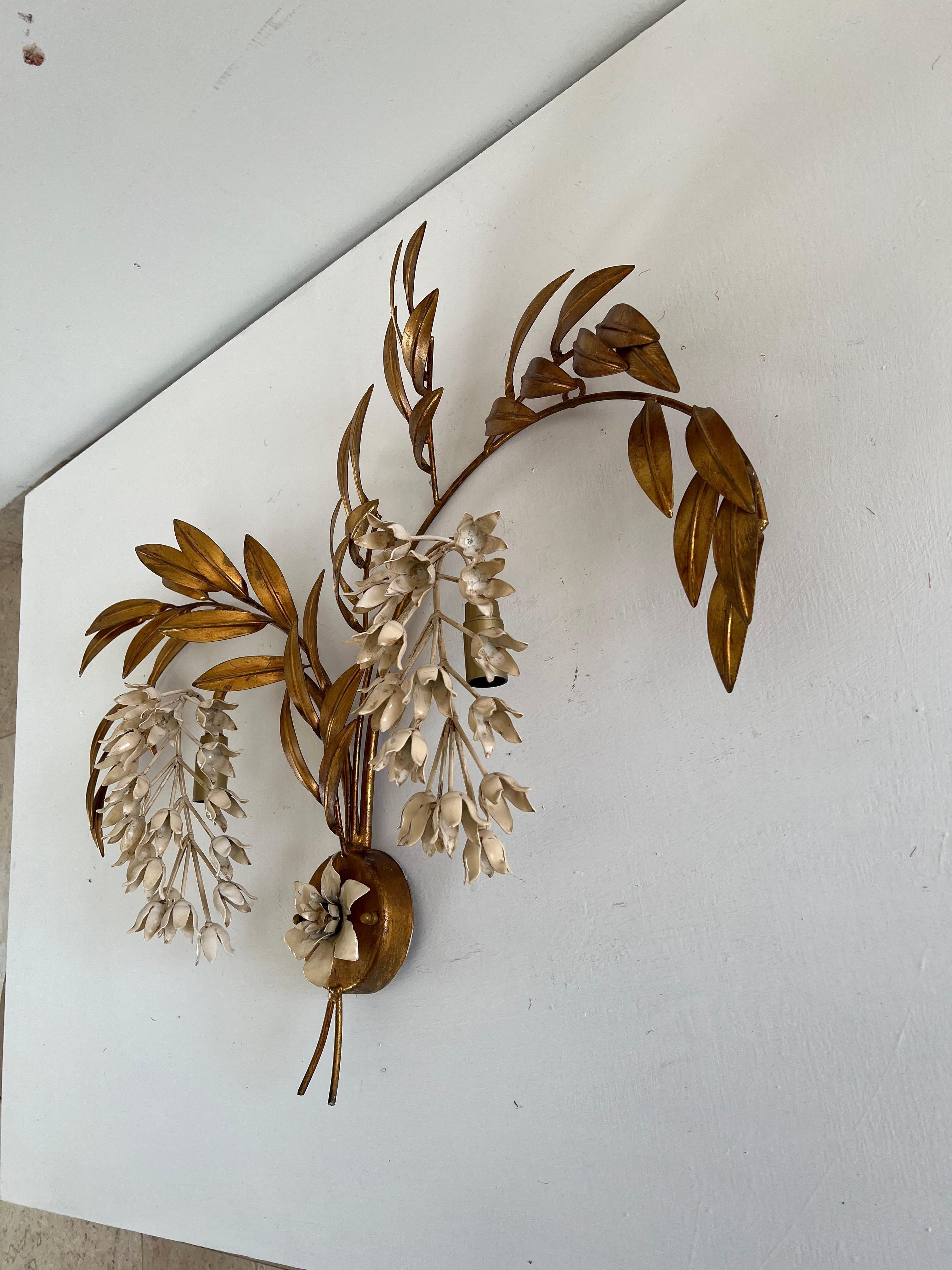 Late 20th Century Mid Century Modern Gilt and Lacquered Wall Light Hans Kögl 1970s For Sale