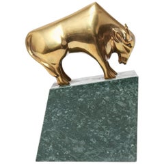 Mid-Century Modern Gilt Brass Bull Sculpture Mid-Century Modern Gilt Brass Bull Sculpture
