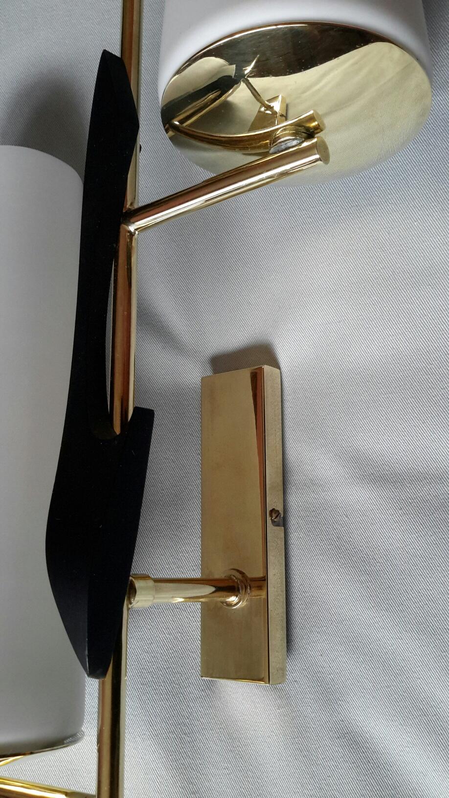 Mid-Century Modern Gilt Brass Doubleday Sconces, Maison Lunel, France, 1950 For Sale 7