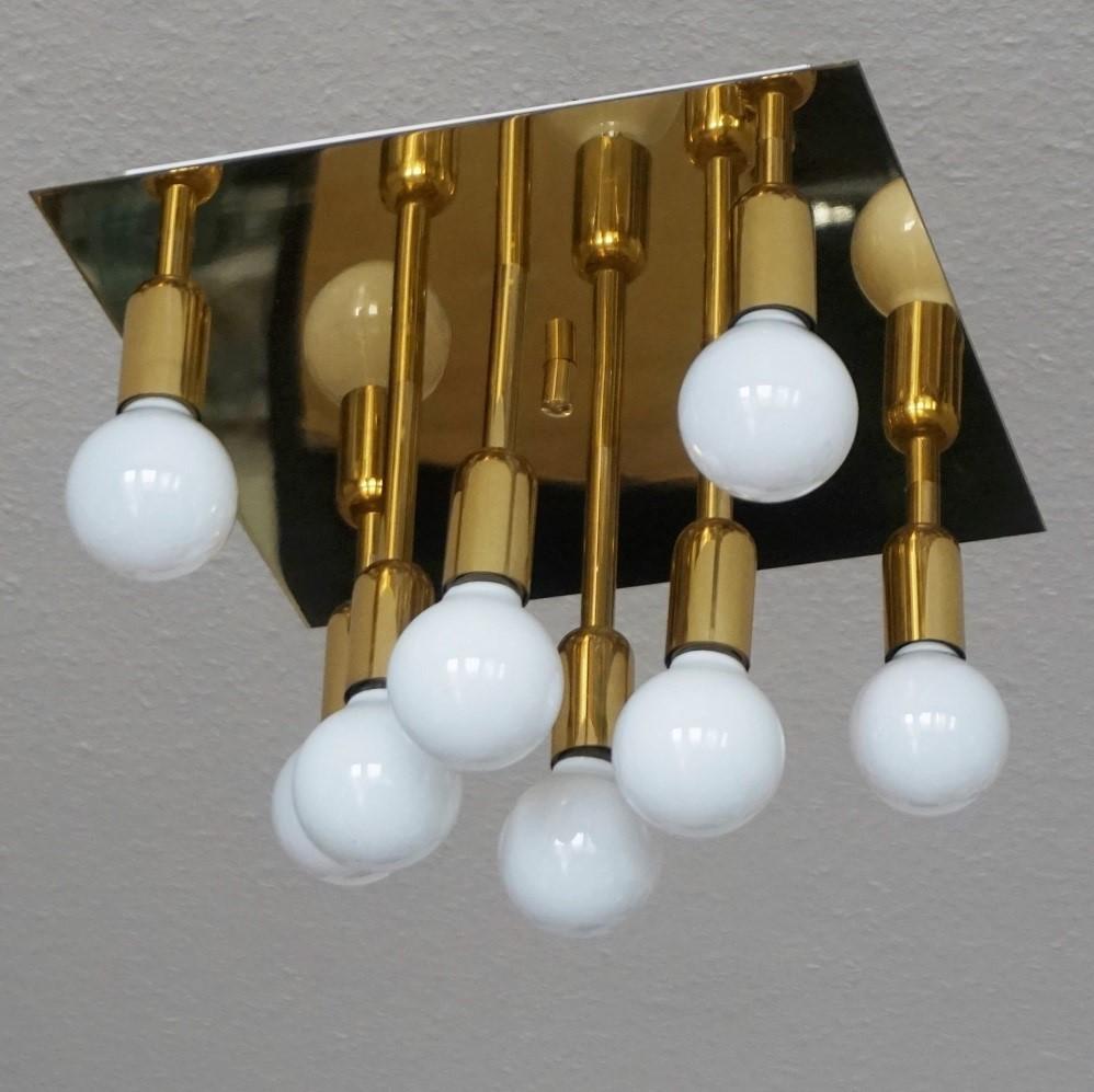 Allemand Applique à huit lumières en laiton doré, moderne du milieu du siècle, Sölken Leuchten, années 1960 en vente