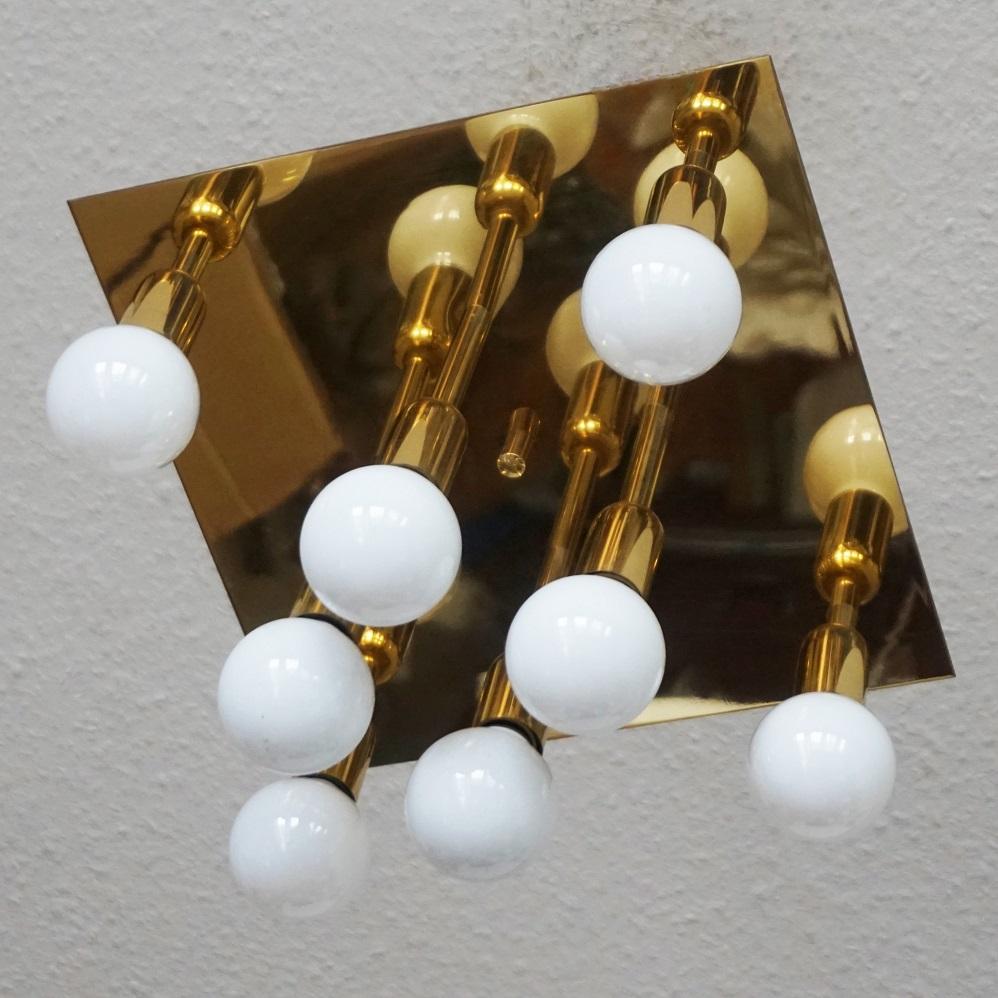 Doré Applique à huit lumières en laiton doré, moderne du milieu du siècle, Sölken Leuchten, années 1960 en vente