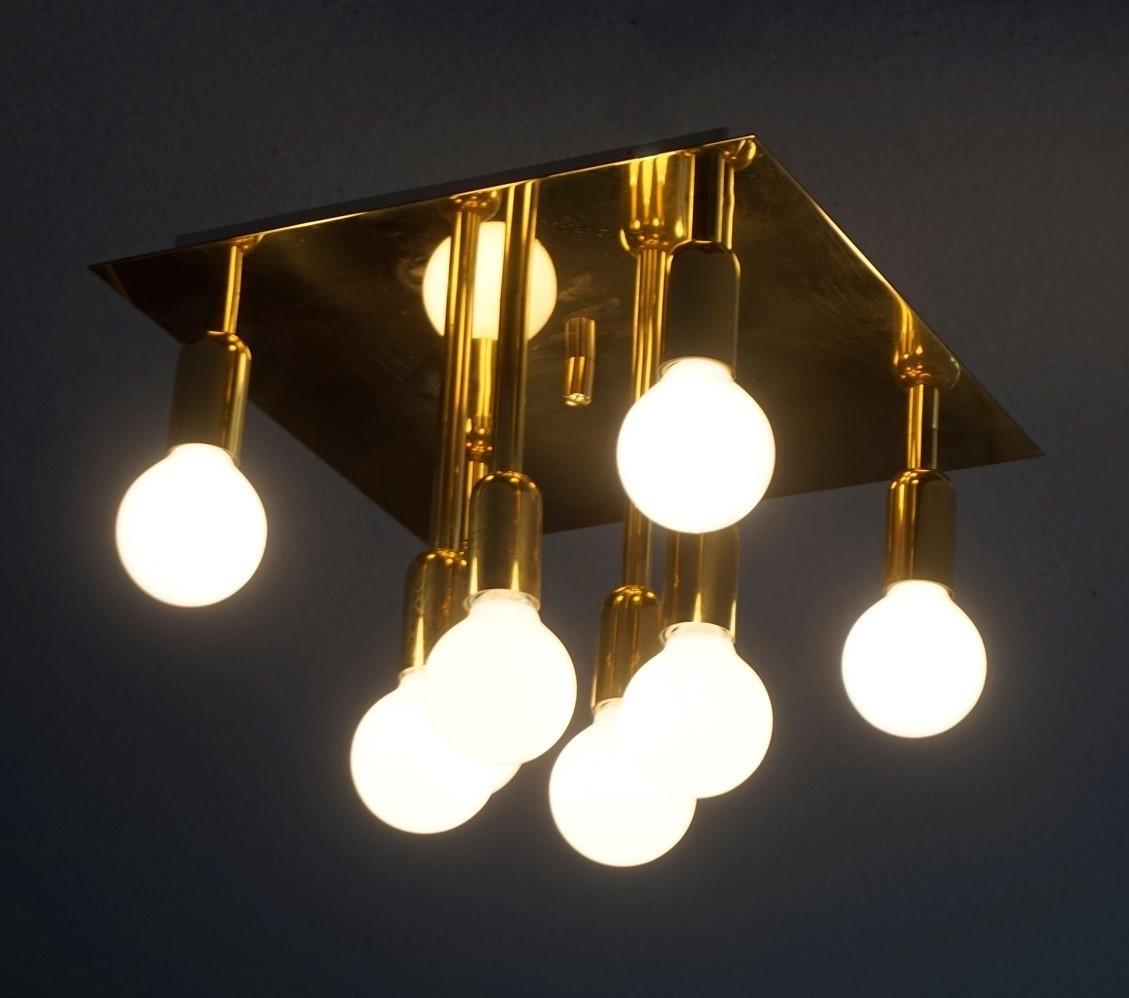 20ième siècle Applique à huit lumières en laiton doré, moderne du milieu du siècle, Sölken Leuchten, années 1960 en vente