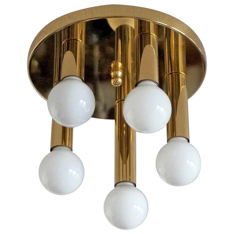 Mid-Century Modern Gilt Brass Flush Mount by Sölken Leuchten, 1960s For ...