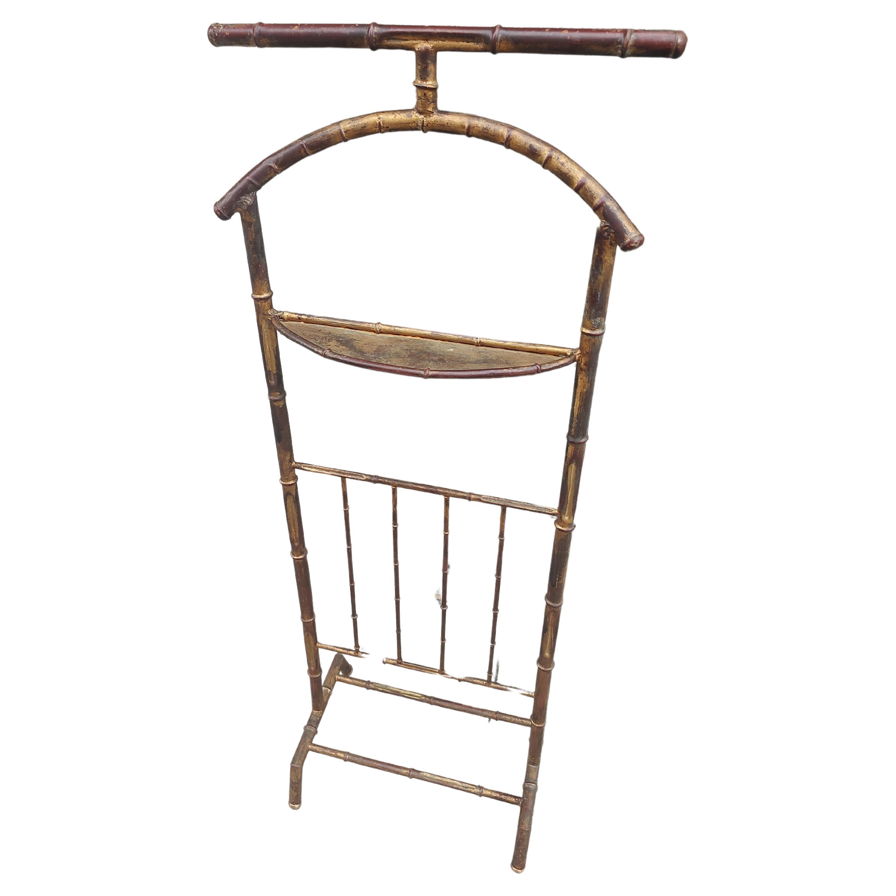 Valet de toilette en fonte dorée mi-siècle moderne avec faux bambou, Italie