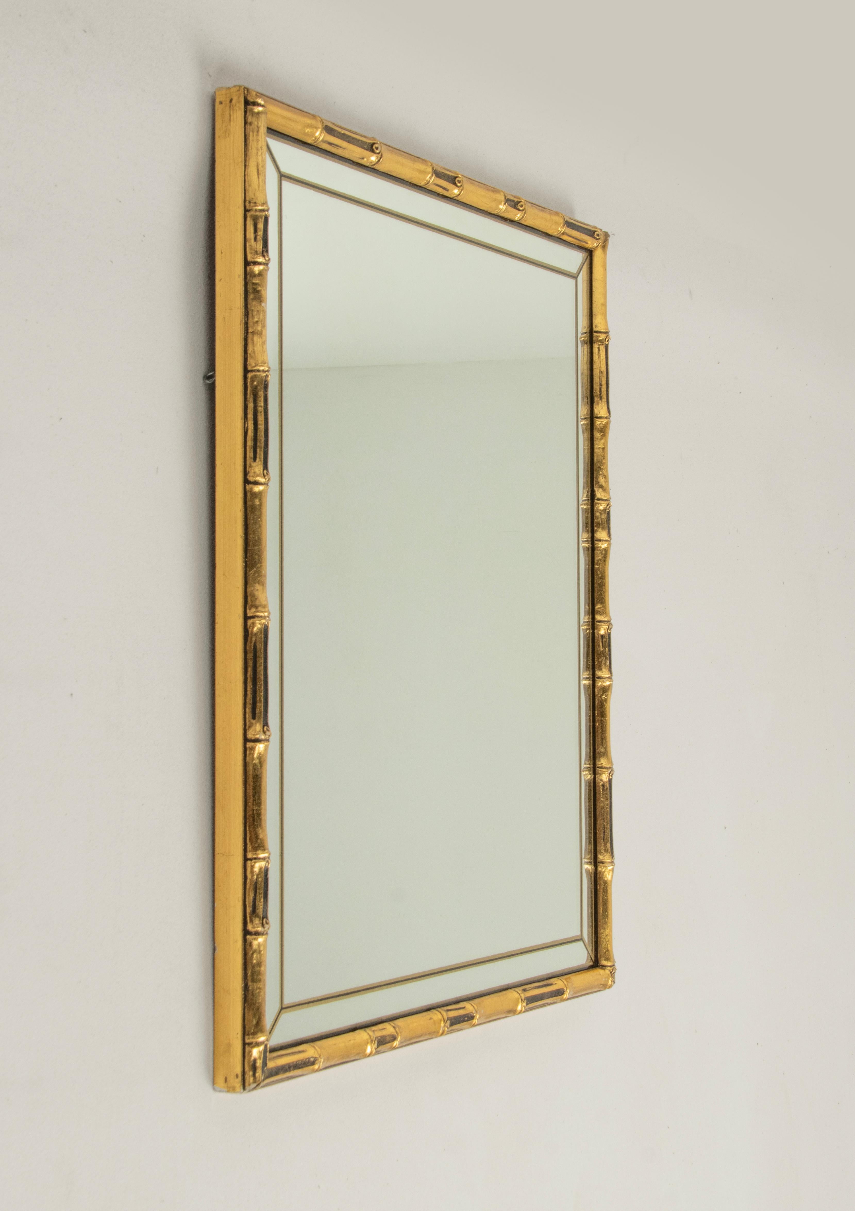 Mid-Century Modern Gilt Faux Bamboo Wall Mirror by Braddell England For Sale 3