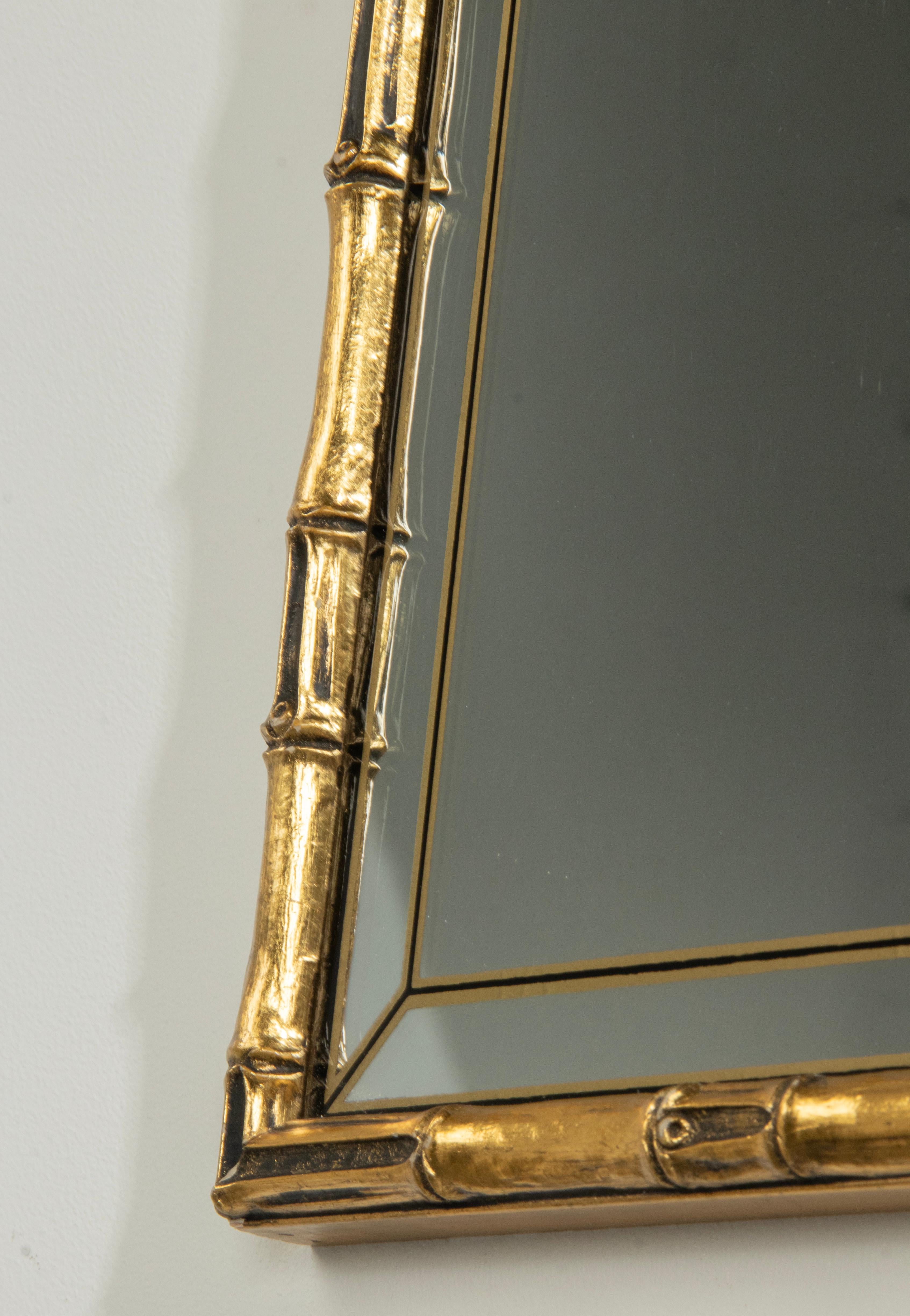 Mid-Century Modern Gilt Faux Bamboo Wall Mirror by Braddell England For Sale 5