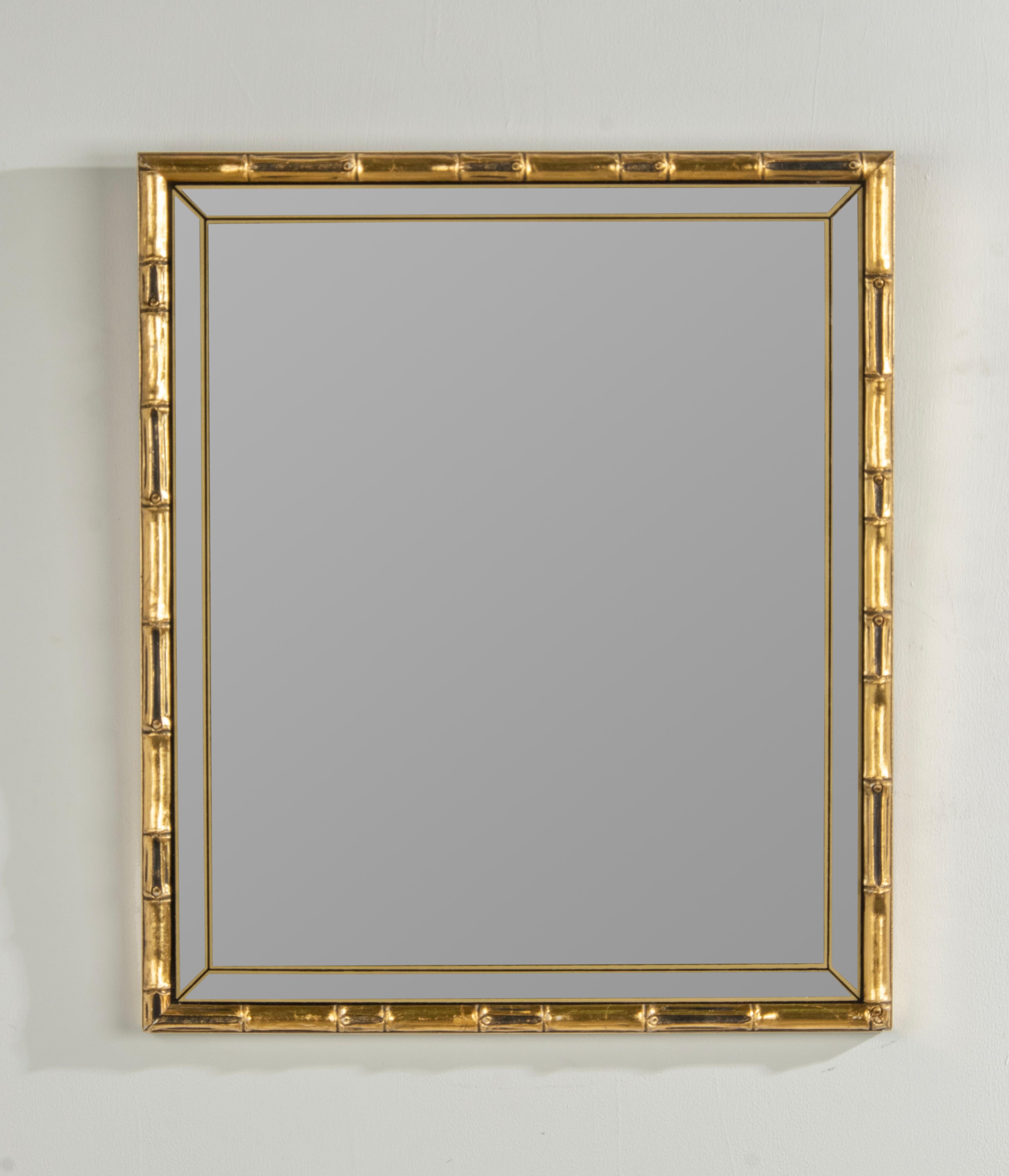 English Mid-Century Modern Gilt Faux Bamboo Wall Mirror by Braddell England For Sale