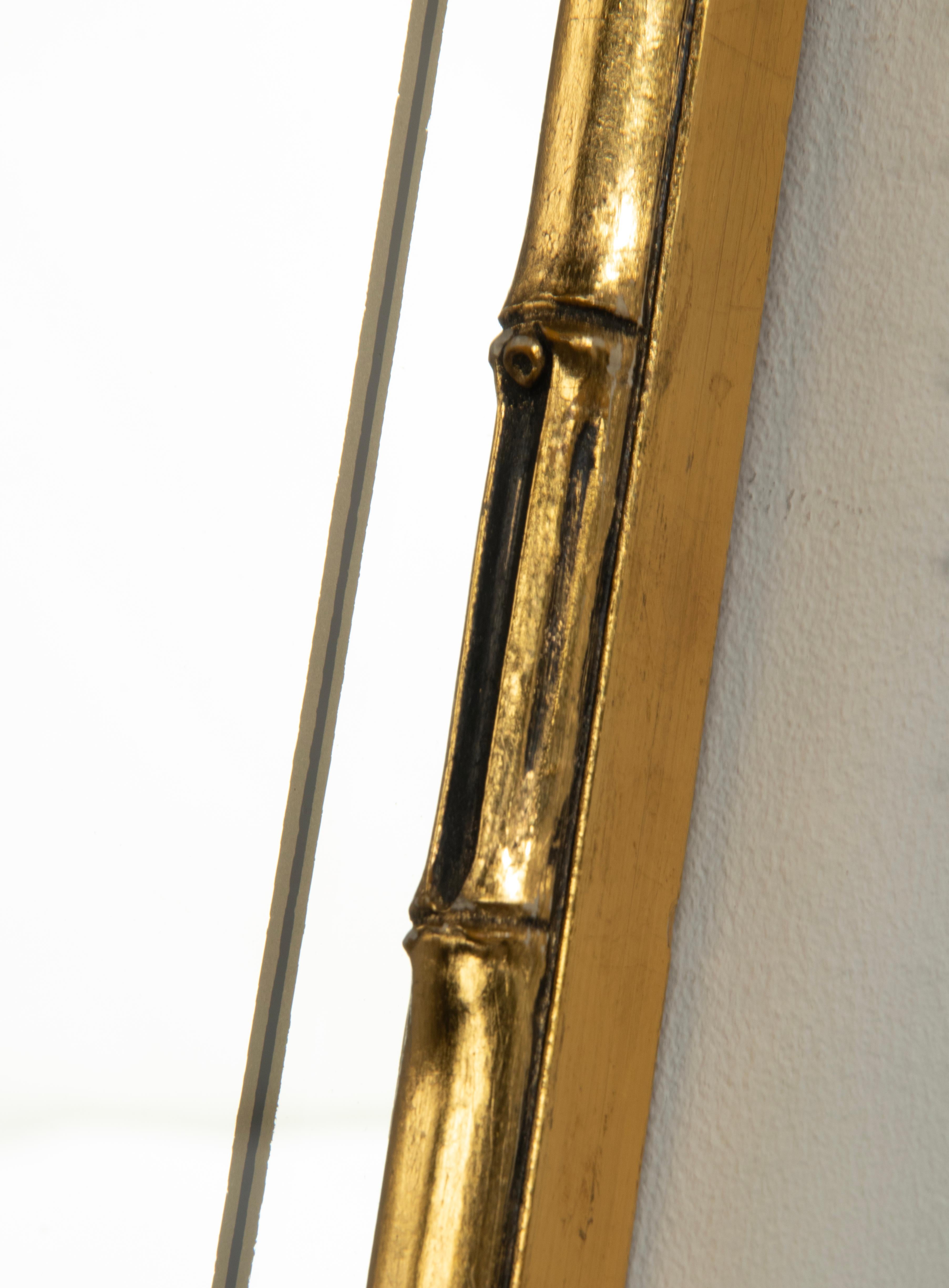 Mid-Century Modern Gilt Faux Bamboo Wall Mirror by Braddell England In Good Condition For Sale In Casteren, Noord-Brabant