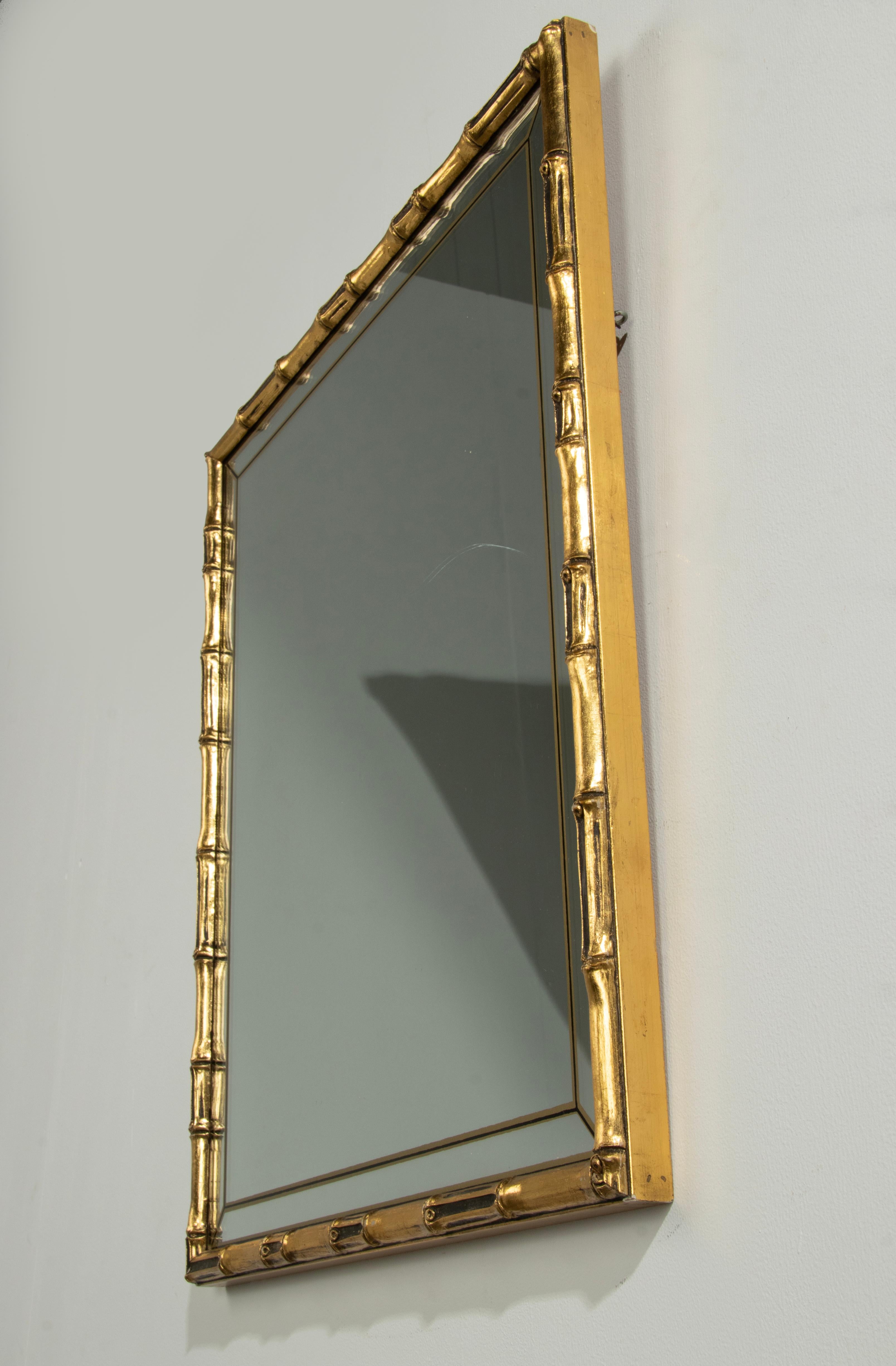 Mid-20th Century Mid-Century Modern Gilt Faux Bamboo Wall Mirror by Braddell England For Sale