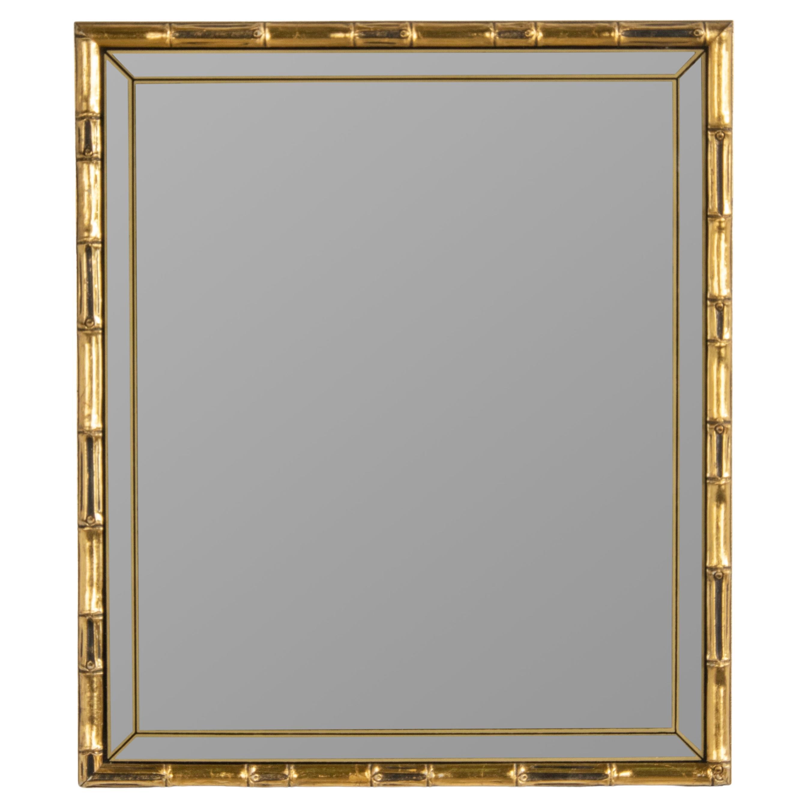 Mid-Century Modern Gilt Faux Bamboo Wall Mirror by Braddell England For Sale