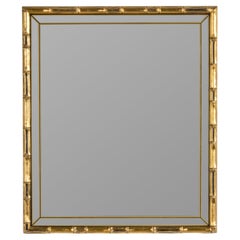 Retro Mid-Century Modern Gilt Faux Bamboo Wall Mirror by Braddell England