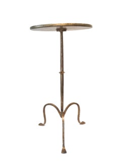 Mid-Century Modern Gilt Iron Drinks Table with Tri-Pod Base