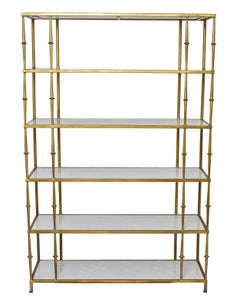 Mid-Century Modern Tagres mit vergoldetem Eisenrahmen und weißen Granitböden