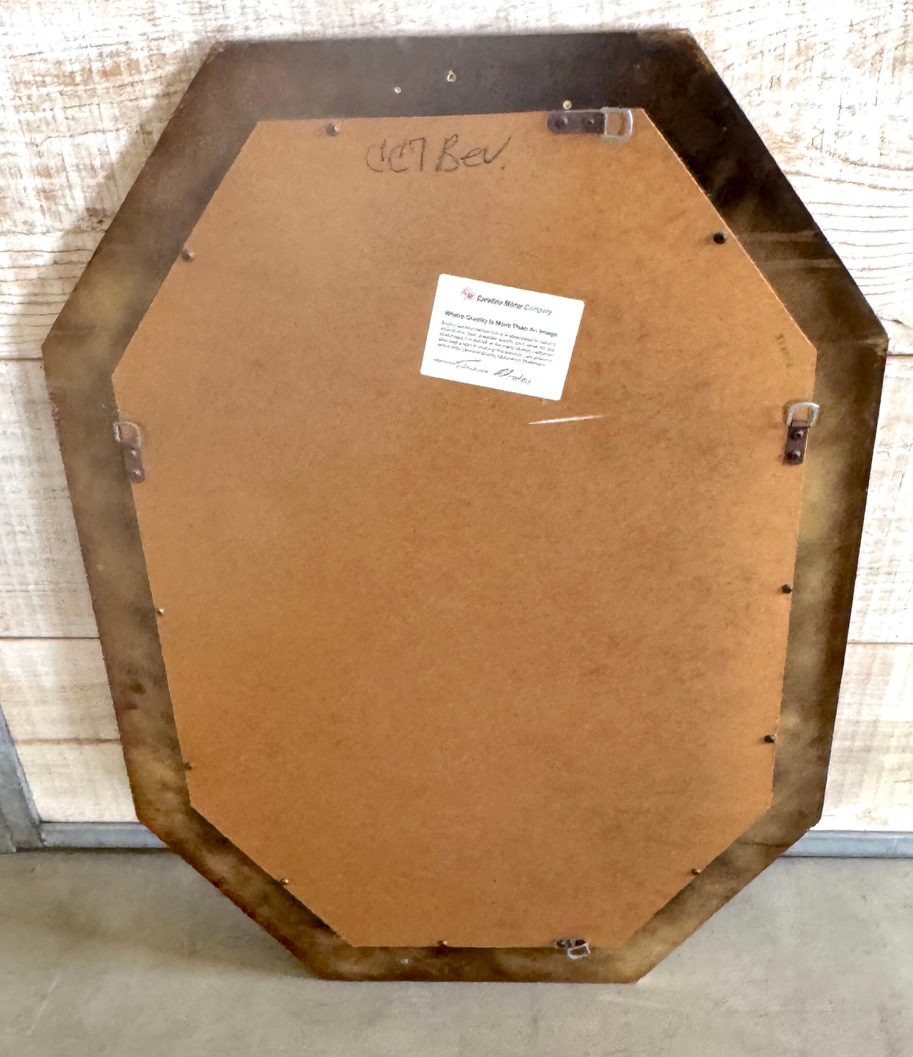 Mid Century Modern Gilt Lacquered Geometric Beveled Mirror For Sale 5