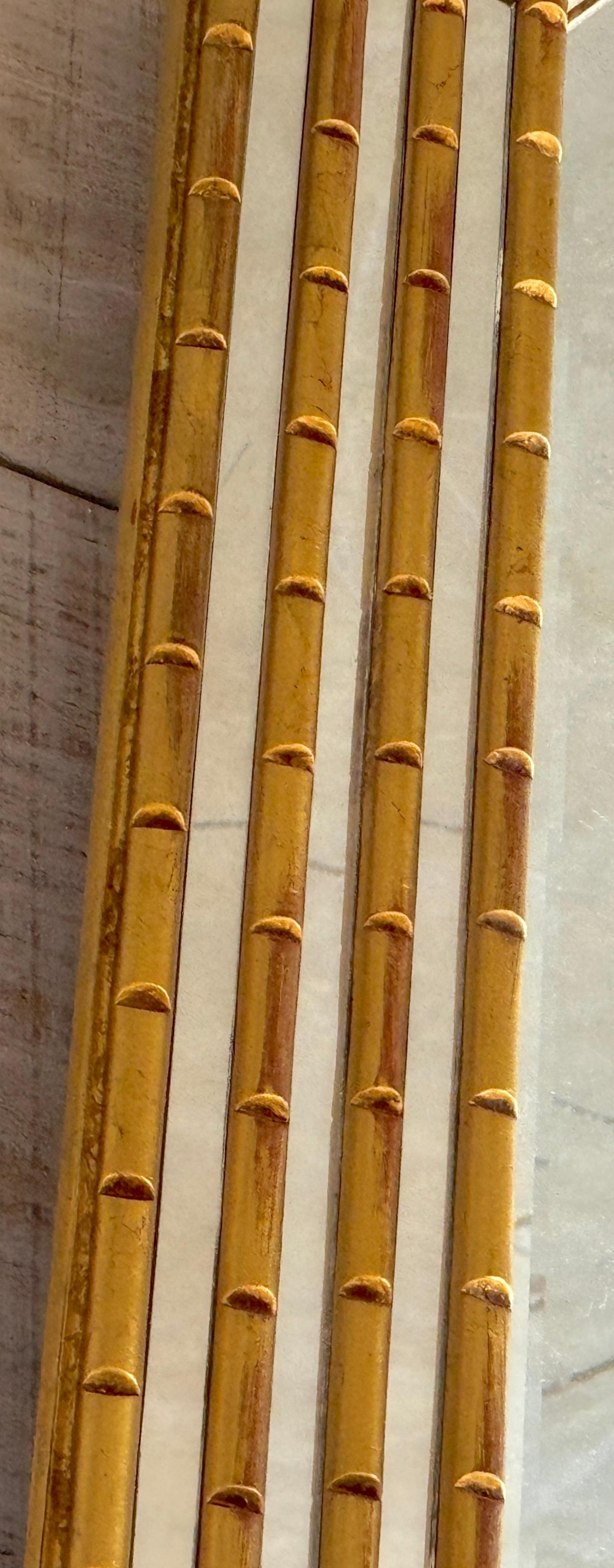 Mid Century Modern Gilt Lacquered Geometric Beveled Mirror In Good Condition For Sale In West Palm Beach, FL
