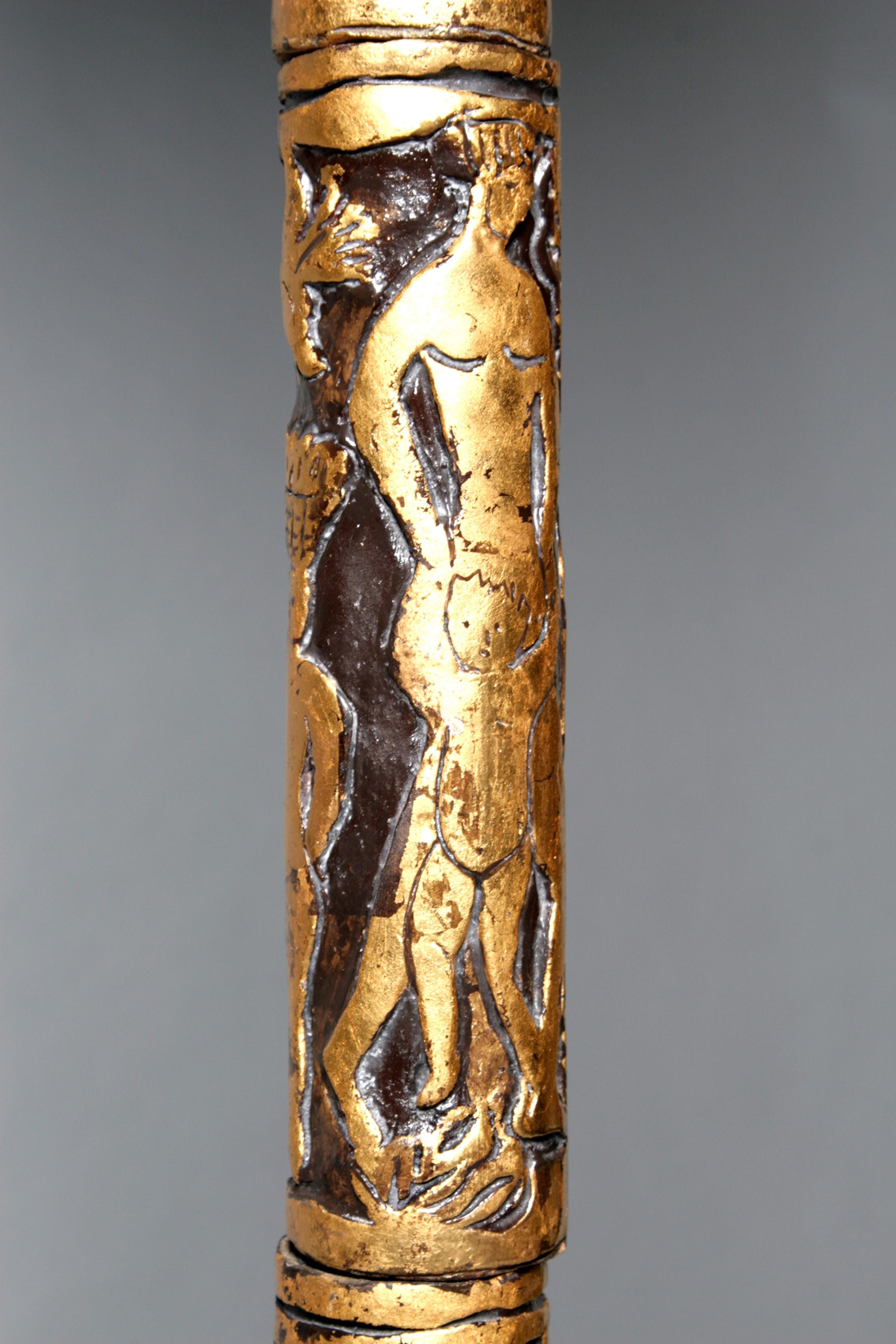 Mid-Century Modern Lampadaire en plâtre doré moderne du milieu du siècle dernier par Mario Porcu en vente