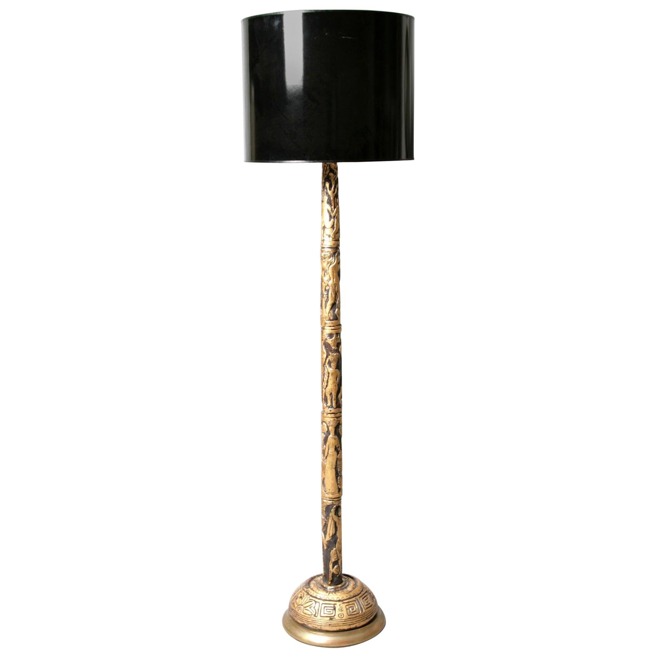 Mid-Century Modern Gilt Plaster Floor Lamp by Mario Porcu For Sale