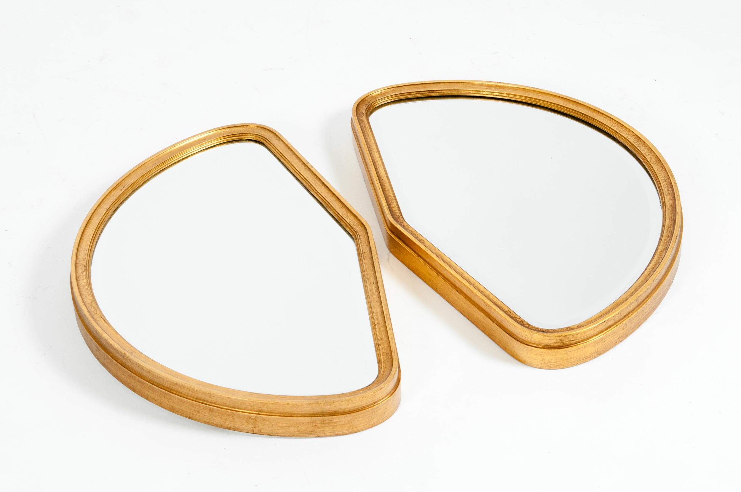 Mid-Century Modern Giltwood Frame Pair Hanging Mirror 2