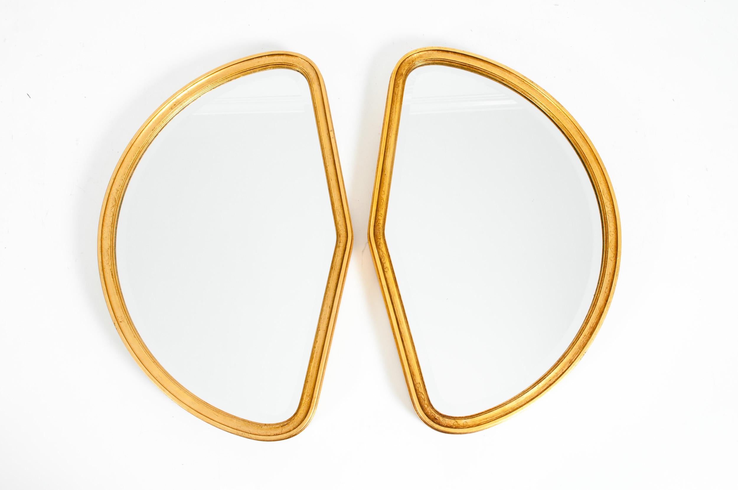 Mid-Century Modern Giltwood Frame Pair Hanging Mirror 5