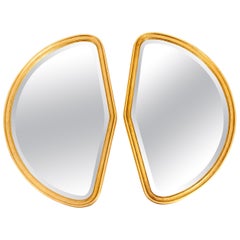 Mid-Century Modern Giltwood Frame Pair Hanging Mirror