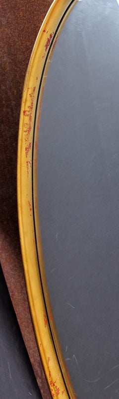 Miroir ovale en bois doré moderne du milieu du siècle dernier de La Barge