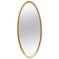 Mid-Century Modern Giltwood Oval Mirror by La Barge