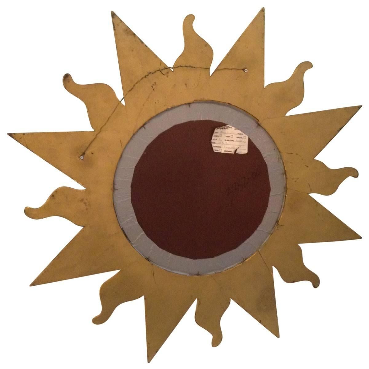 Italian Mid-Century Modern Giltwood Sun Mirror