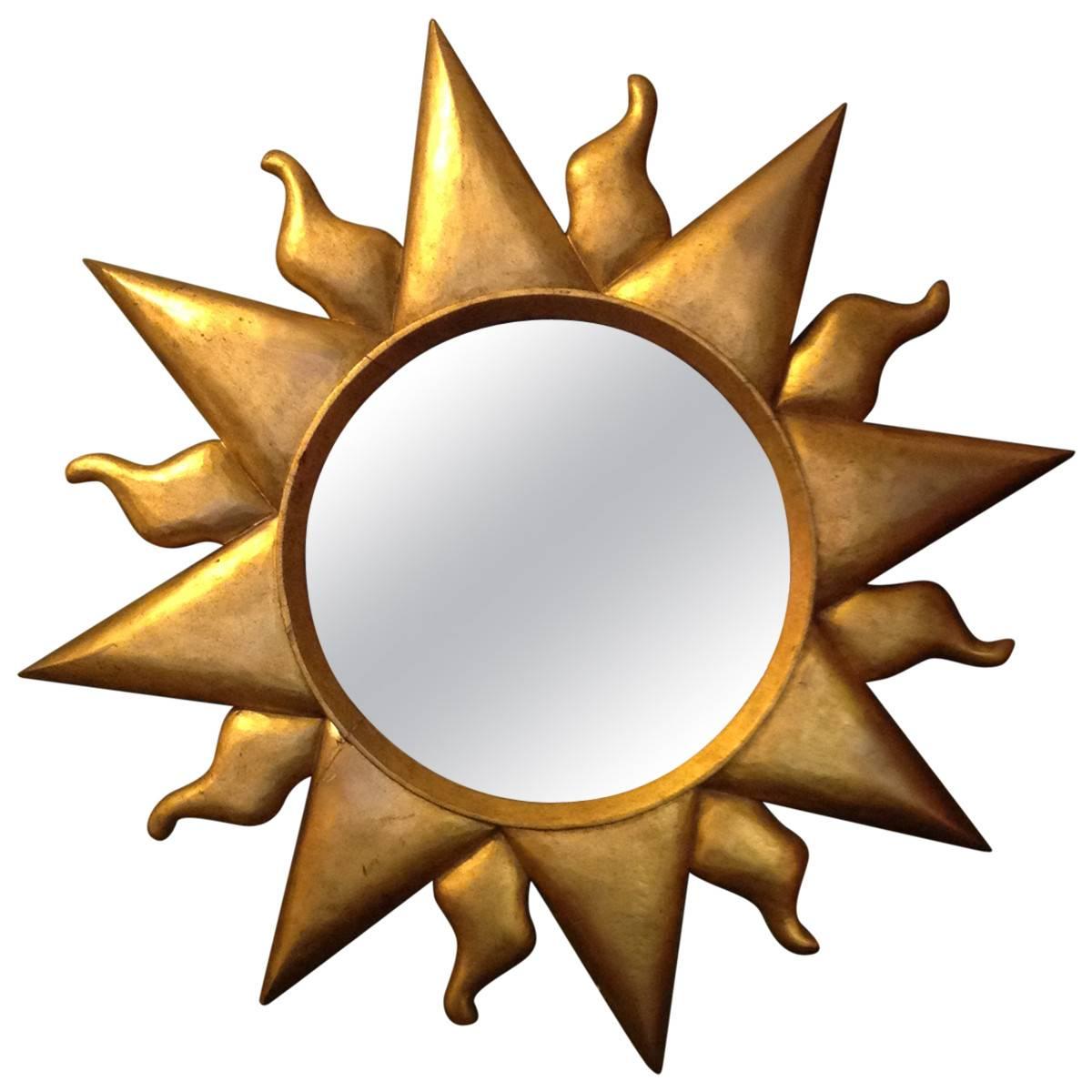 Mid-Century Modern Giltwood Sun Mirror