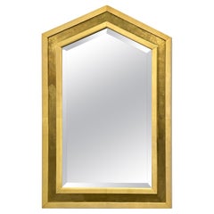 Miroir mural/console en bois doré mi-siècle moderne, parchemin, Italie