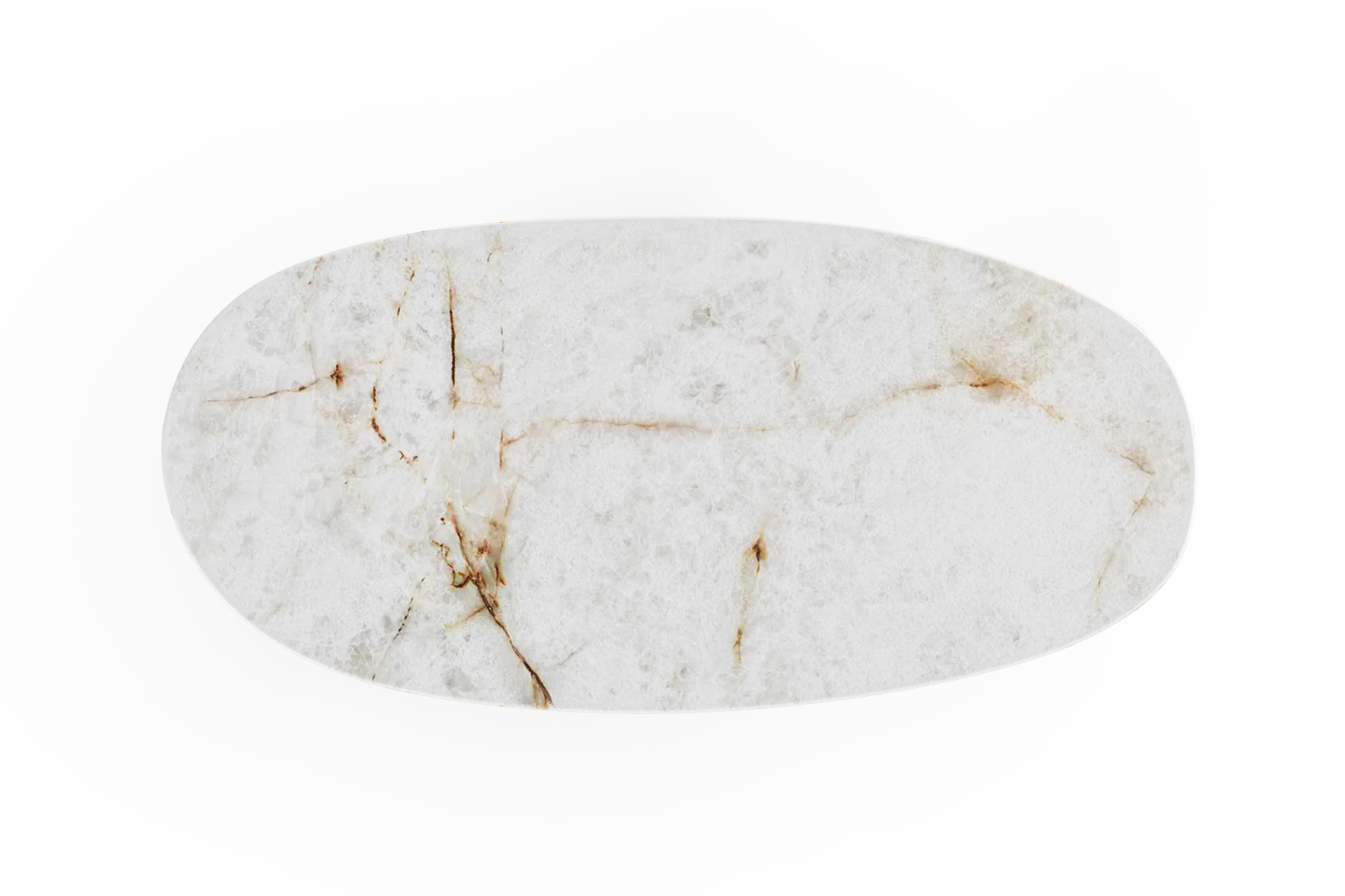 Portugais Table de salle à manger Gimonde, Quartz, Laiton, fait main Greenapple en vente