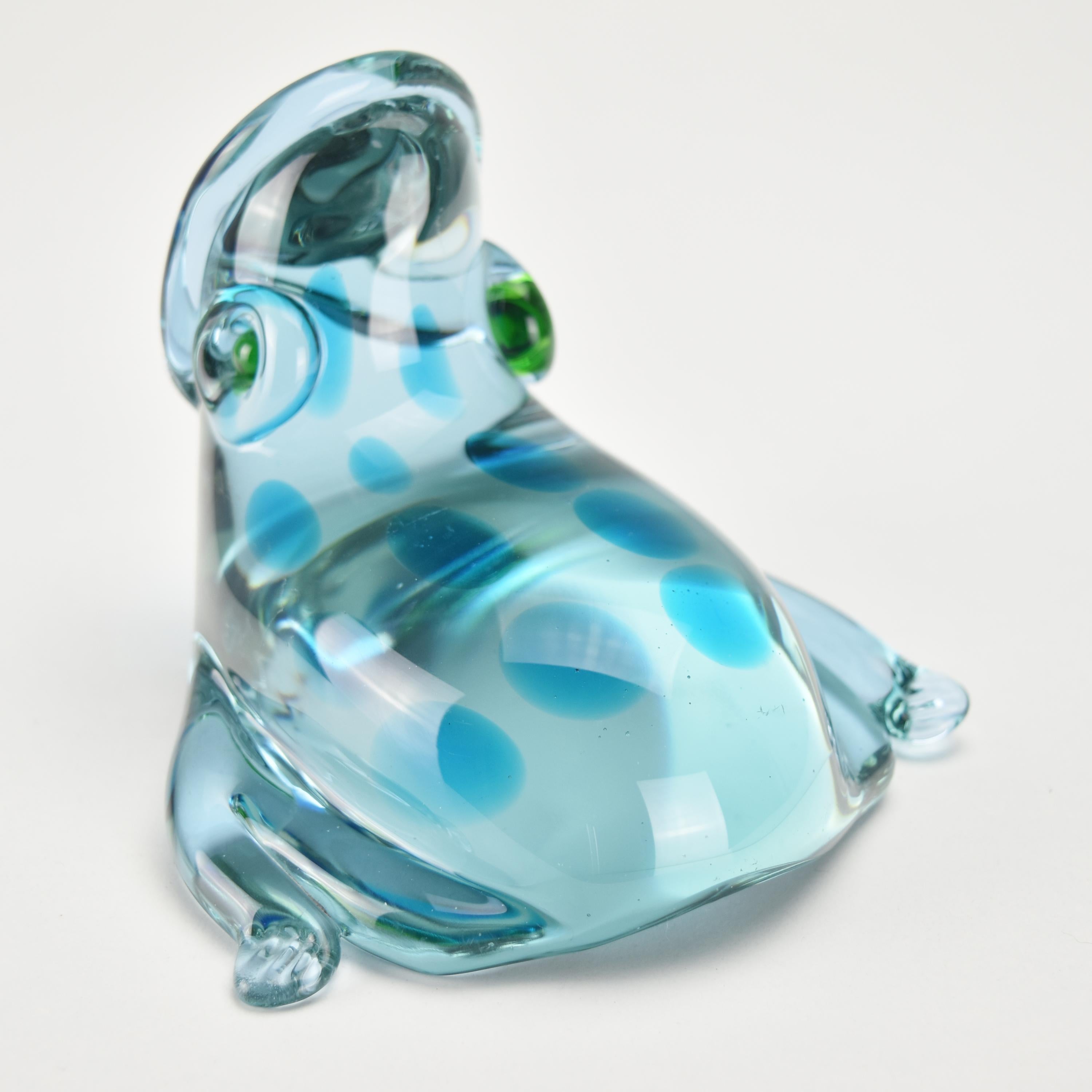 Moderne Gino Cenedese Antonio da Ros Frosch-Figur aus Murano-Kunstglas, Mid-Century Modern (Italienisch) im Angebot