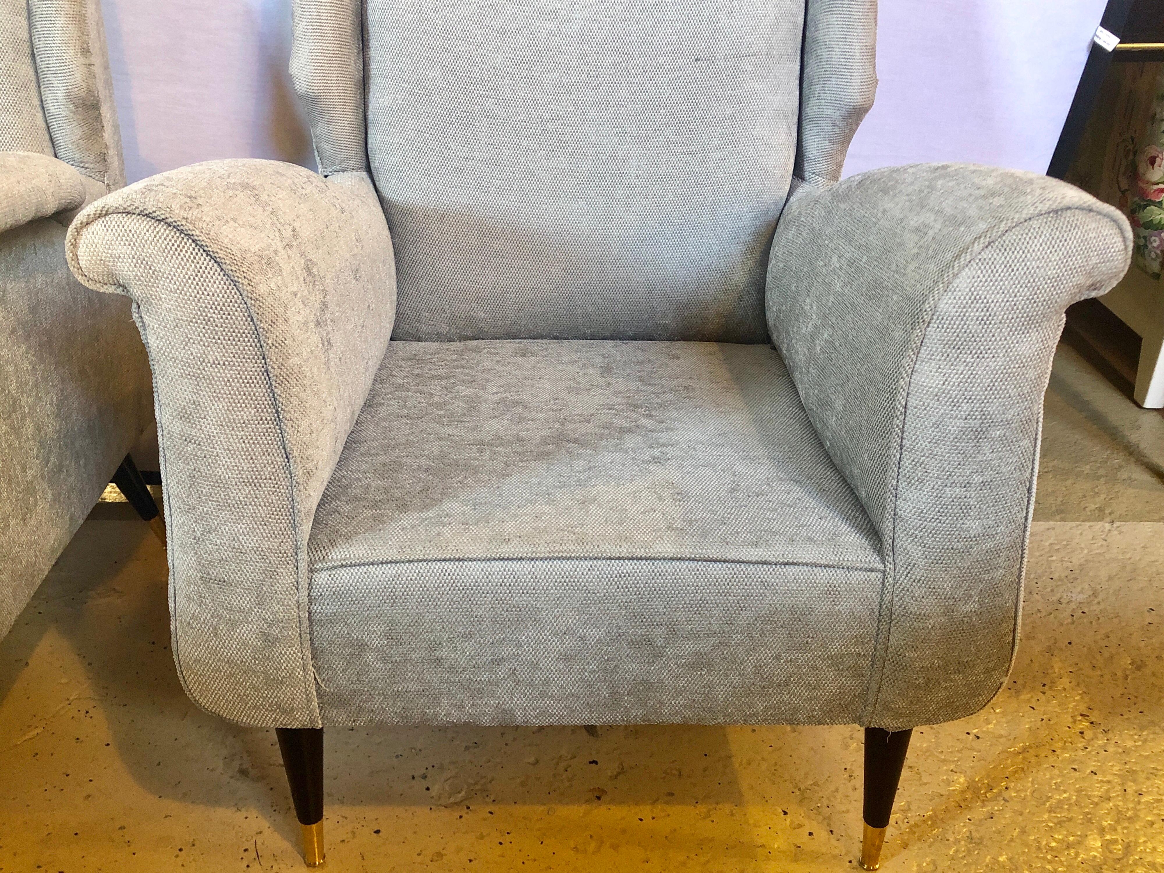 Upholstery Mid-Century Modern Gio Ponti Style Armchairs, a Pair