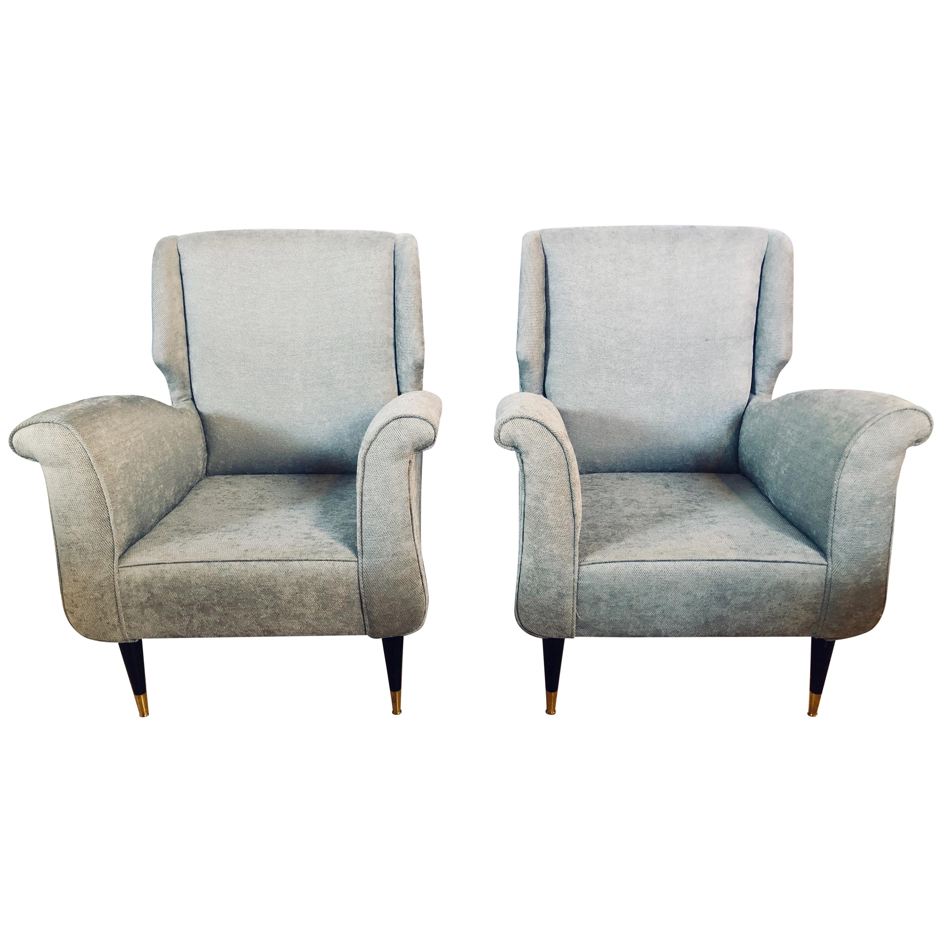 Mid-Century Modern Gio Ponti Style Armchairs, a Pair