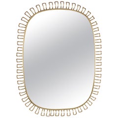 Mid-Century Modern Gio Ponti Style Brass Framed Mirror