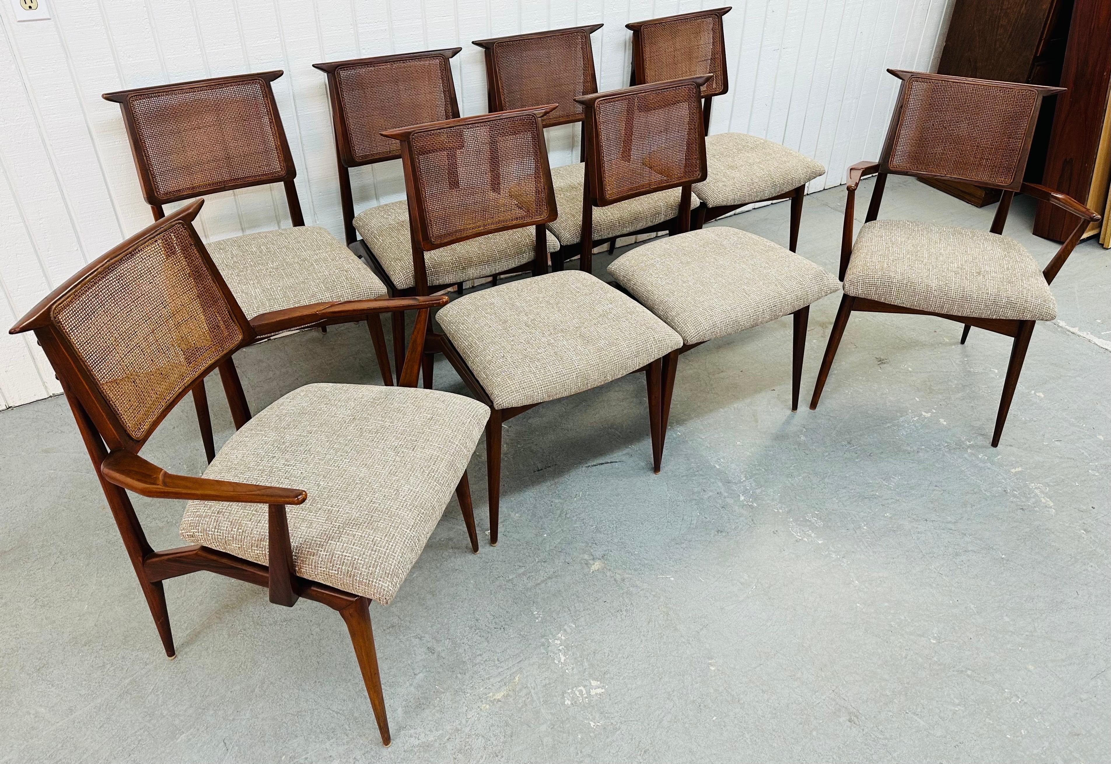 American Mid-Century Modern Gio Ponti Style Walnut Dining Chairs - Set of 8
