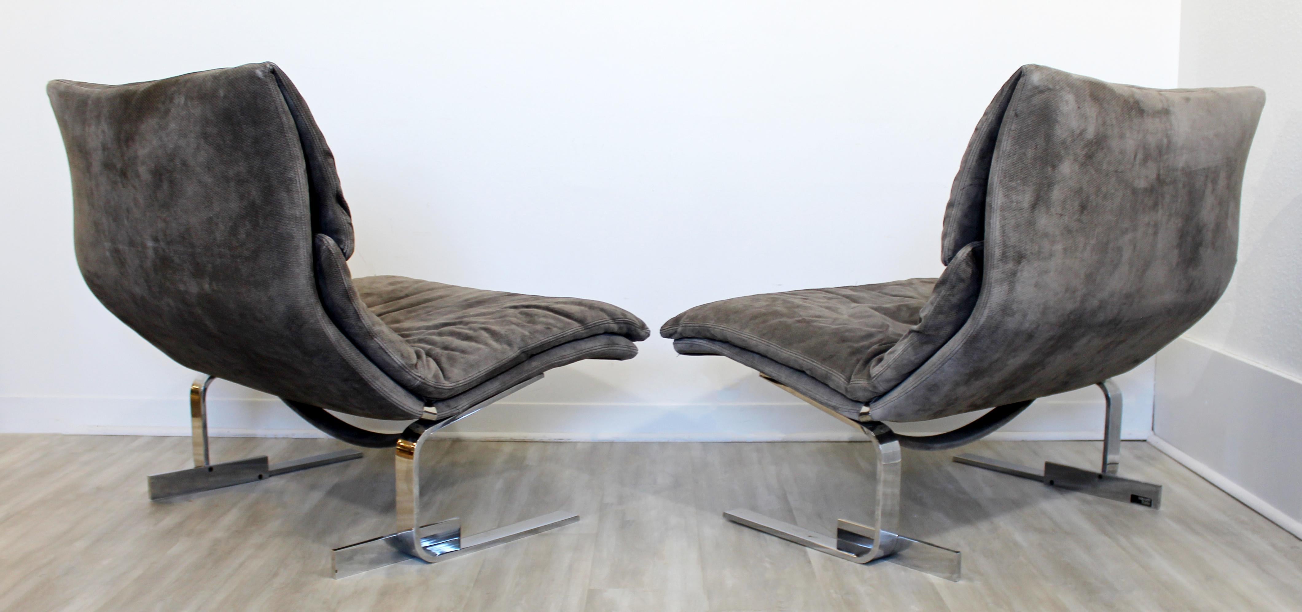 Late 20th Century Mid-Century Modern Giovanni Offredi Saporiti Italy Pair Wave Chairs 1970s