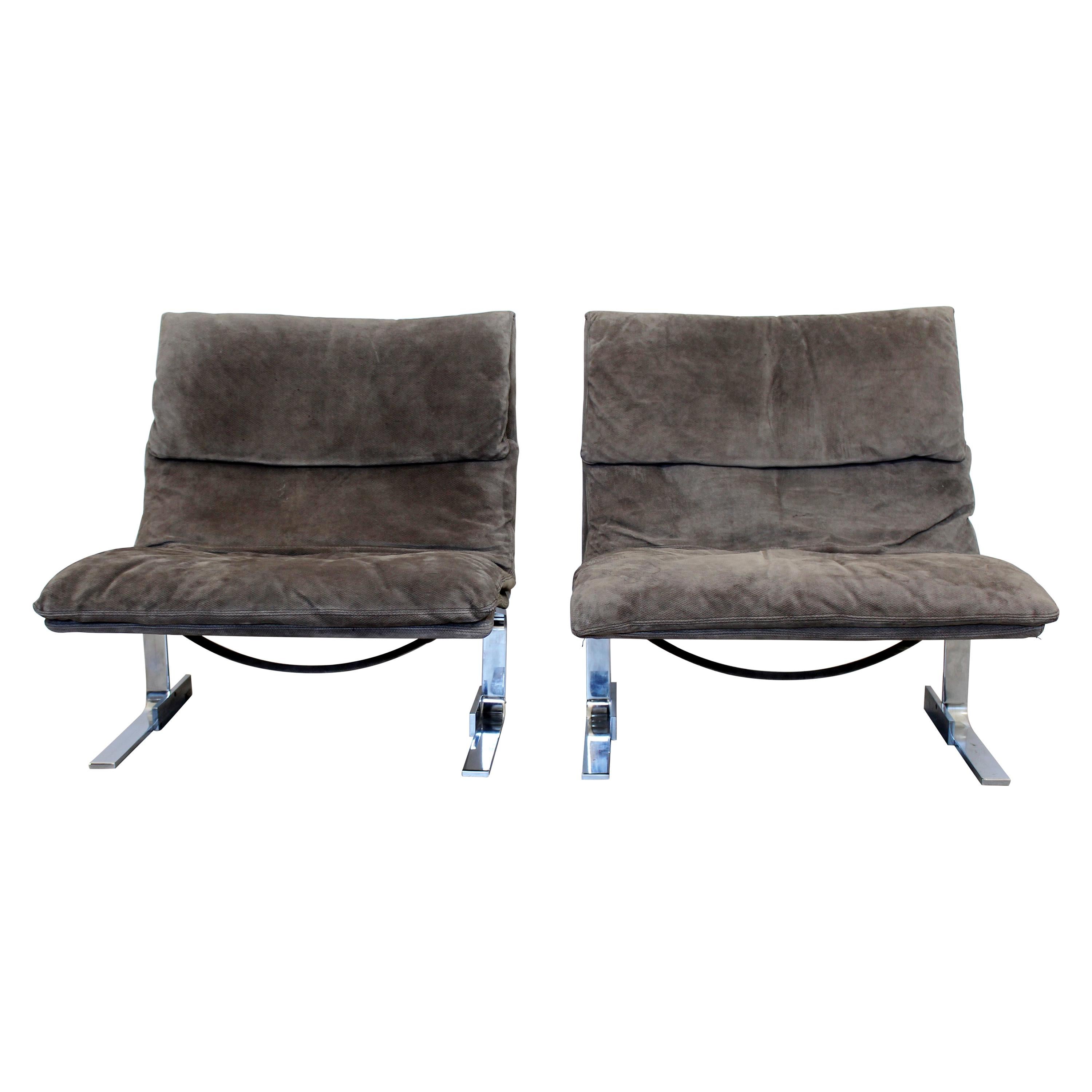 Mid-Century Modern Giovanni Offredi Saporiti Italy Pair Wave Chairs 1970s