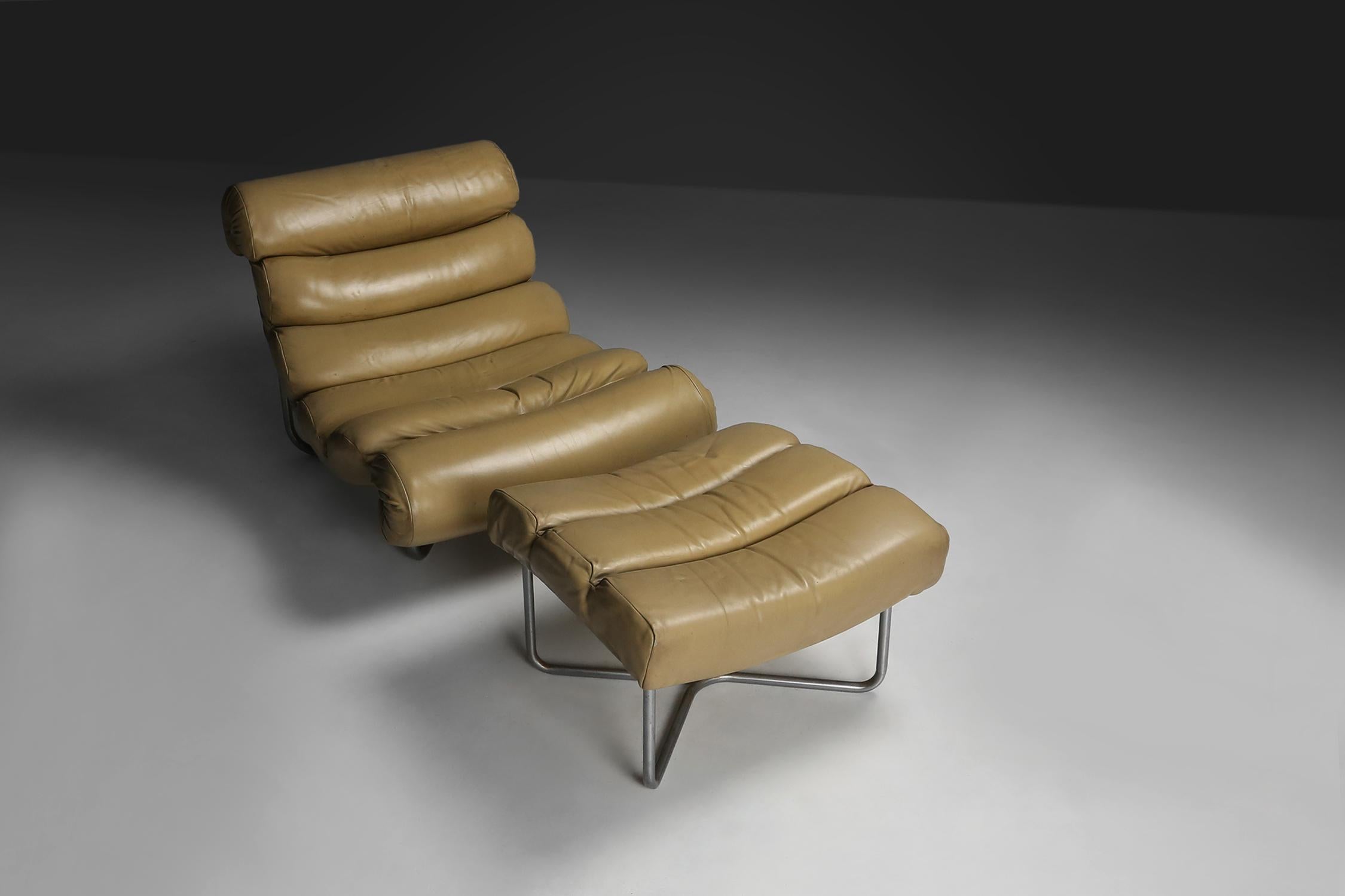 Moderner Mid-Century-Stuhl „Glasgow“ von Georges Van Rijck für Beaufort (Leder) im Angebot