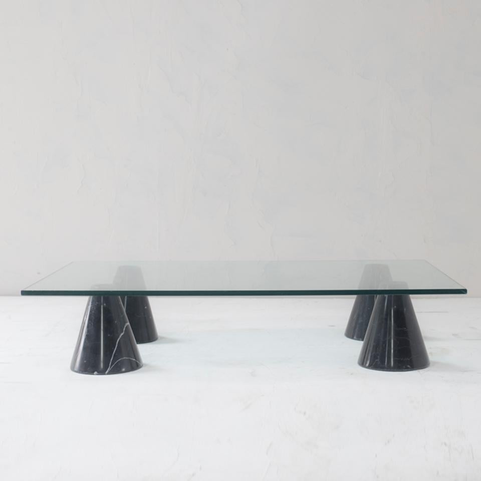 black marble and glass coffee table