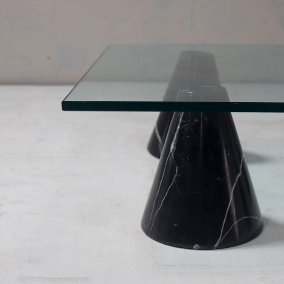 Italian Mid-Century Modern Glass and Black Marble Coffee Table from Italy, 1960s