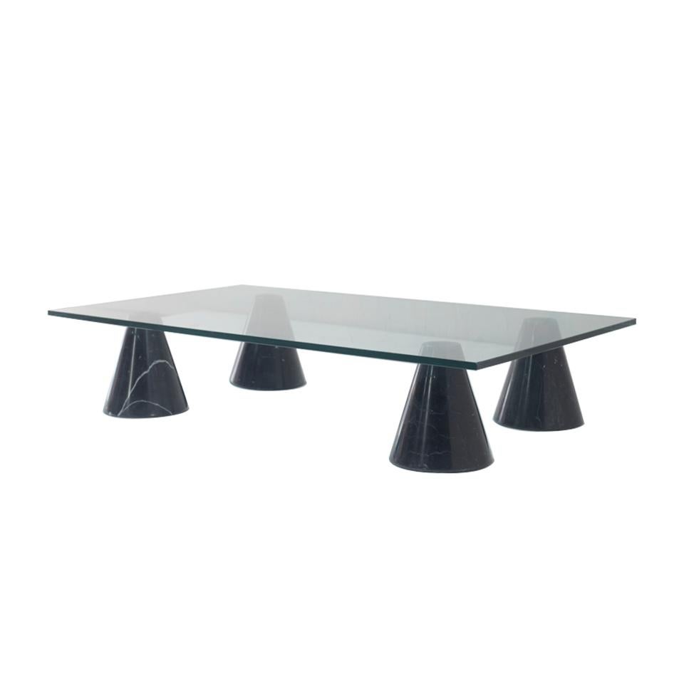 Mid-Century Modern Glass and Black Marble Coffee Table from Italy, 1960s