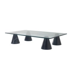 Table basse en verre et marbre noir:: Italie:: années 1960