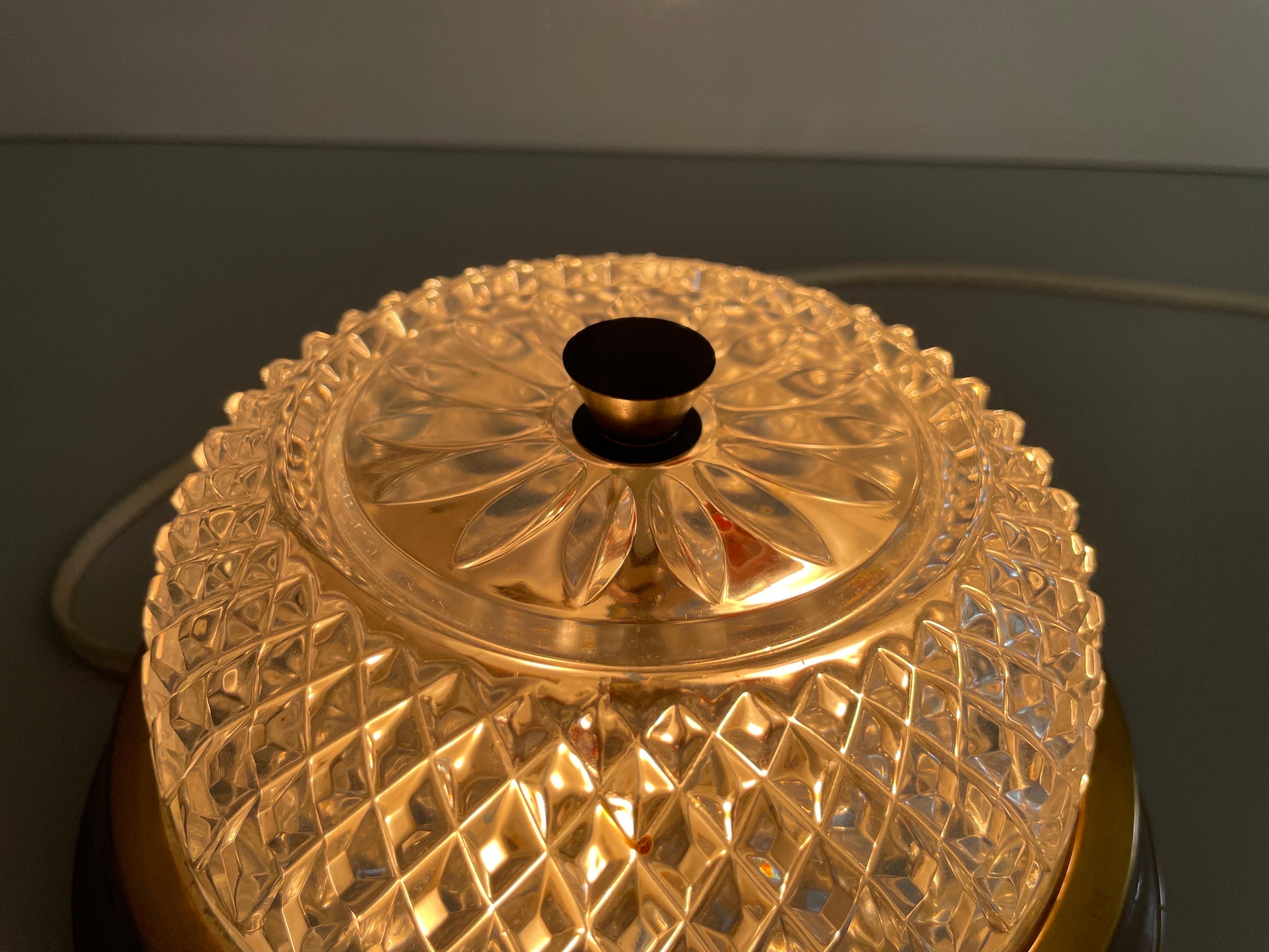 Piccola lampada da incasso in vetro e ottone della modernità di metà secolo, 1960, Germania in vendita 7