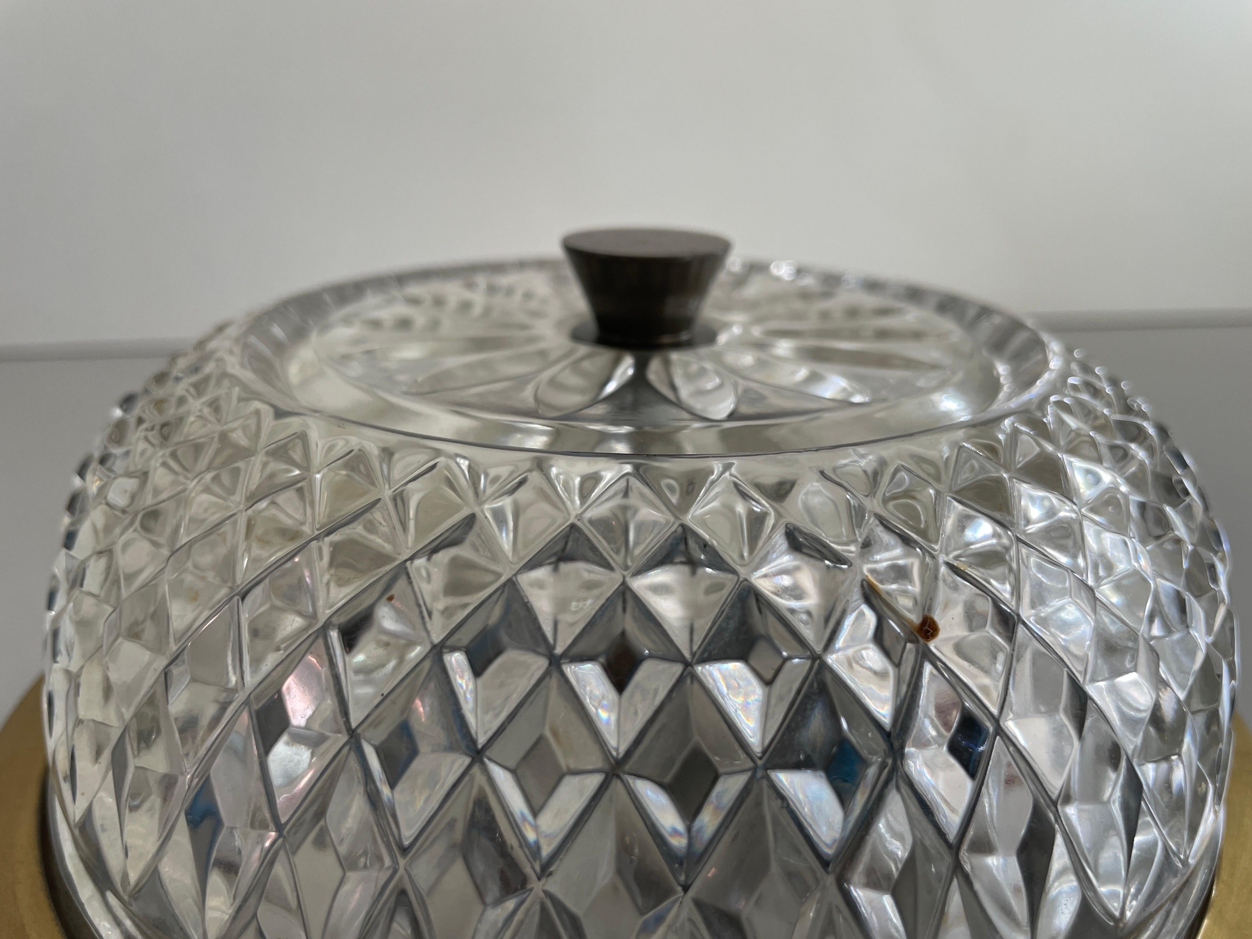 Piccola lampada da incasso in vetro e ottone della modernità di metà secolo, 1960, Germania in vendita 2