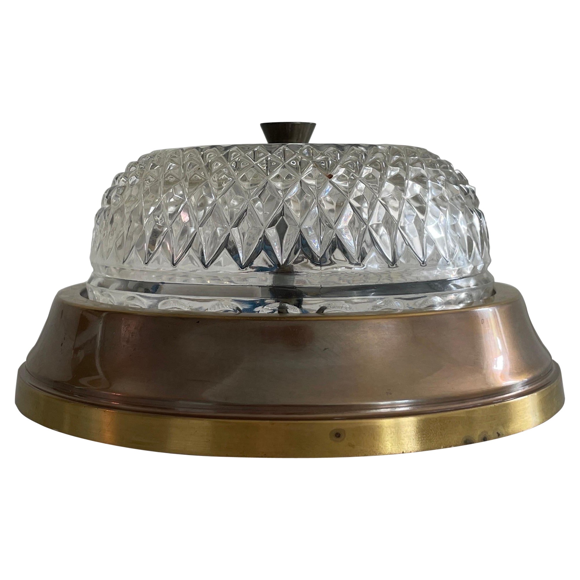 Piccola lampada da incasso in vetro e ottone della modernità di metà secolo, 1960, Germania