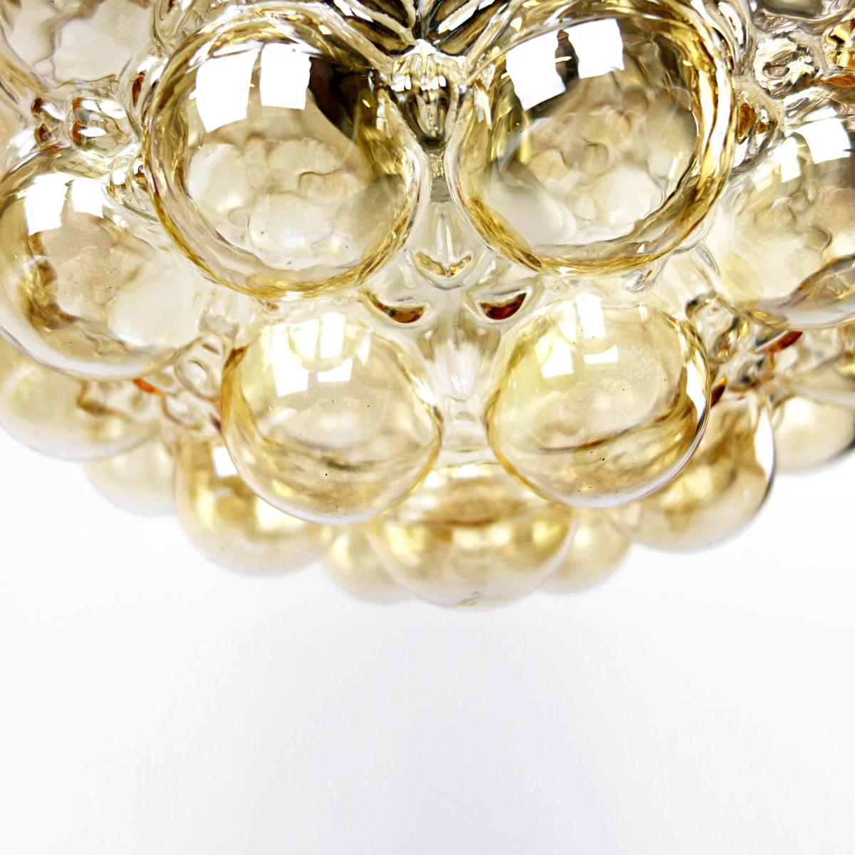 German Mid-Century Modern Glass and Brass Bubble Pendant by Helena Tynell