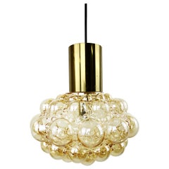 Mid-Century Modern Glass and Brass Bubble Pendant by Helena Tynell